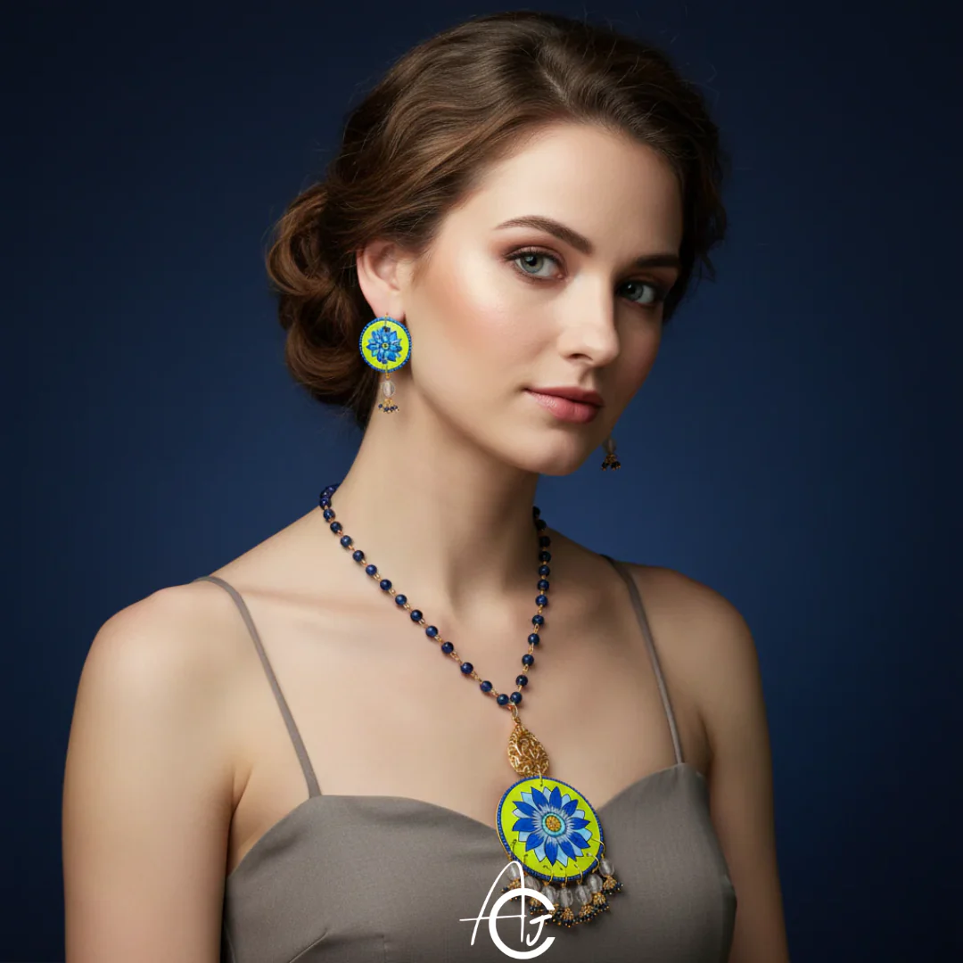 Statement Necklace Set, Handpainted : Handmade - Image 3