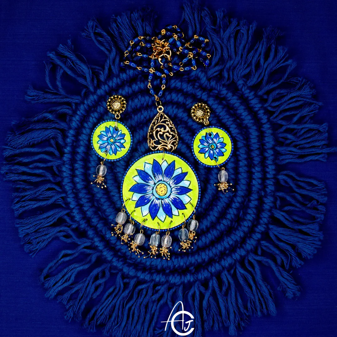 Statement Necklace Set, Handpainted : Handmade - Image 4