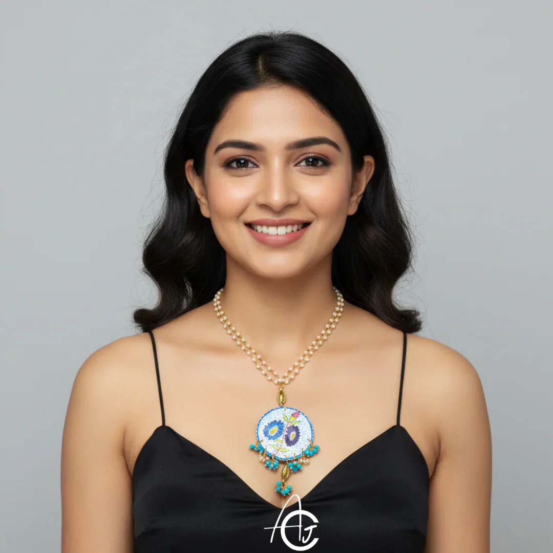 Statement Necklace, Handpainted : Handmade - Image 4