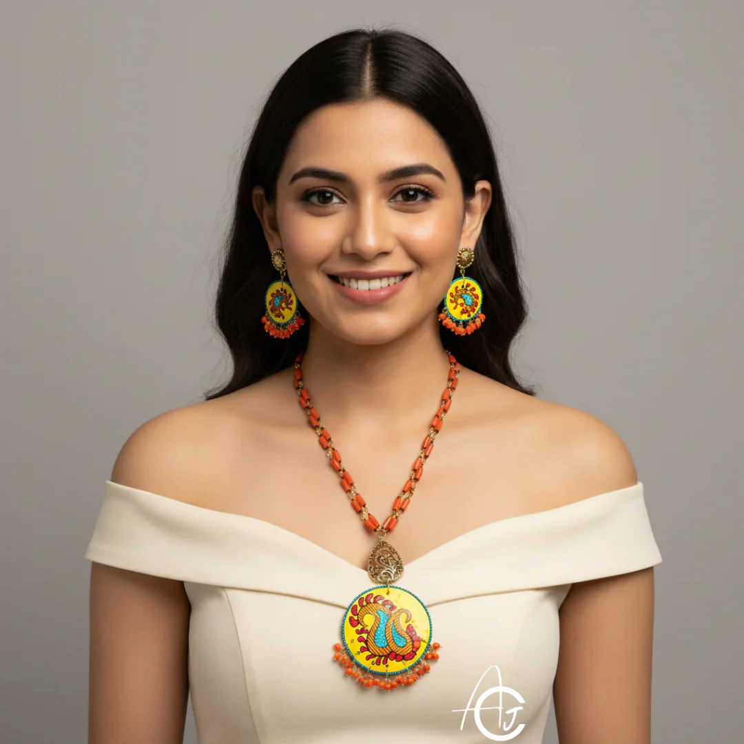 Statement Necklace Set, Handpainted  : Handmade - Image 3