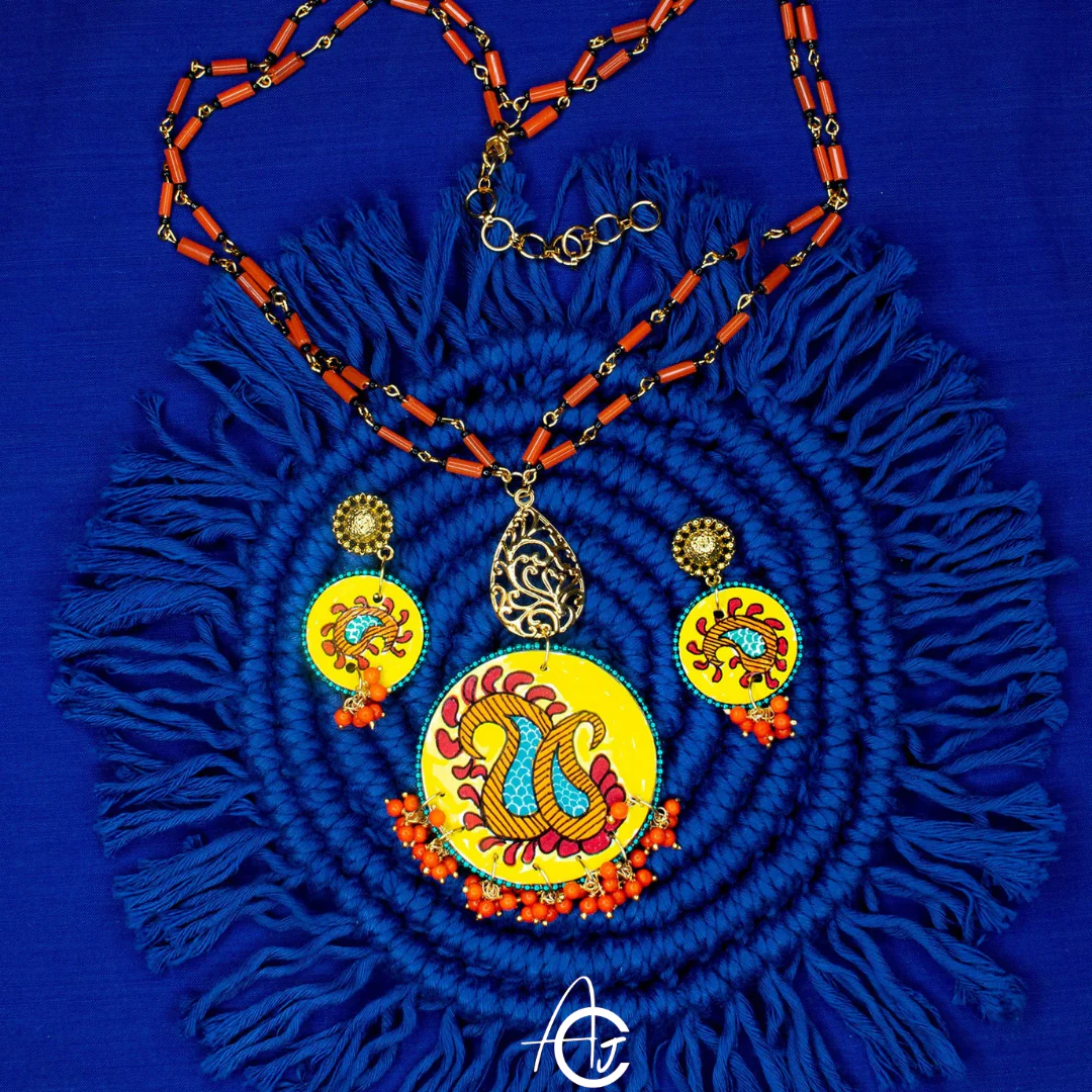 Statement Necklace Set, Handpainted  : Handmade - Image 4