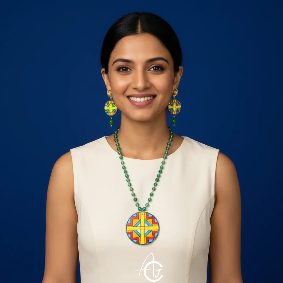 Statement Necklace Set, Handpainted : Handmade - Image 3