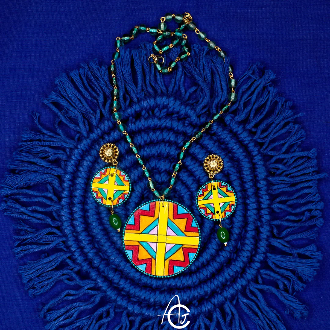 Statement Necklace Set, Handpainted : Handmade - Image 4