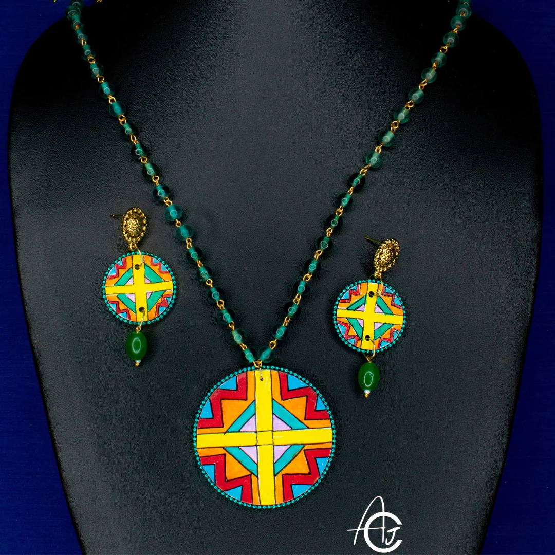Statement Necklace Set, Handpainted : Handmade - Image 5