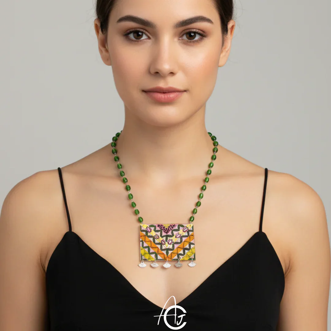 Statement Necklace, Handpainted : Handmade - Image 4