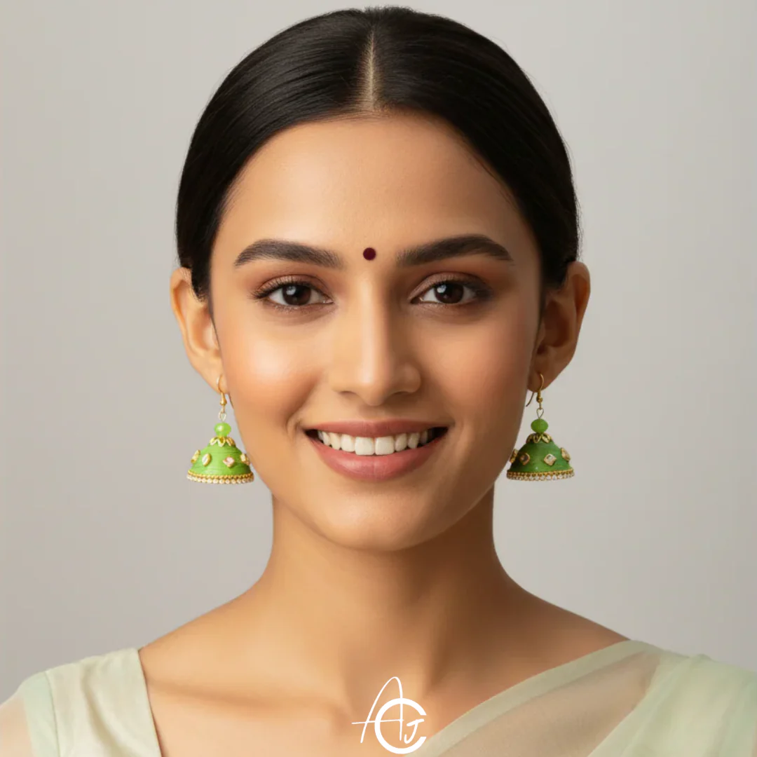Statement Jhumka Earrings : Handmade - Image 3