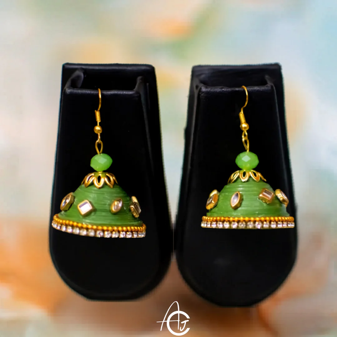 Statement Jhumka Earrings : Handmade - Image 4