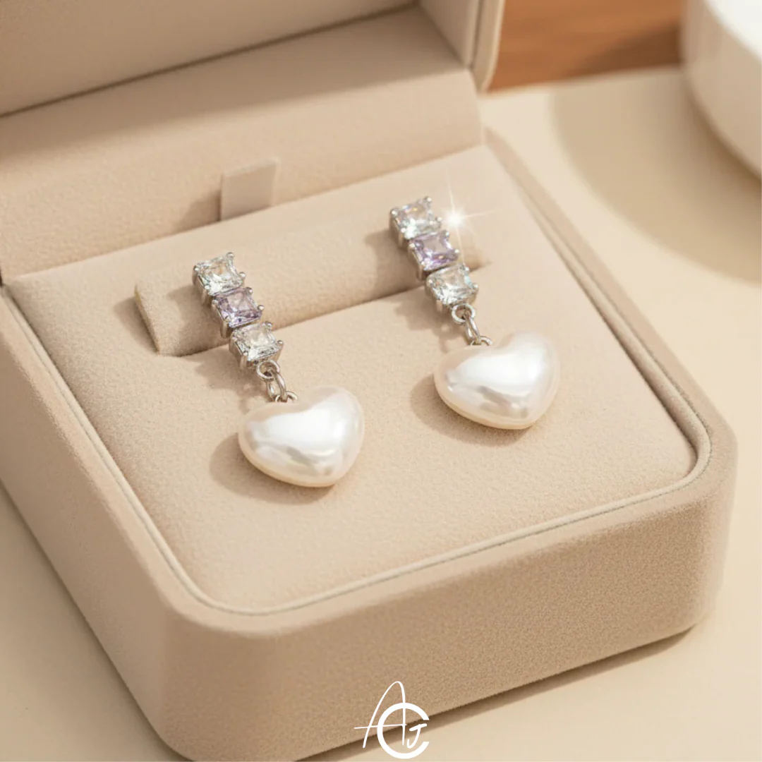 Bling Drop Heart Earrings - Image 3