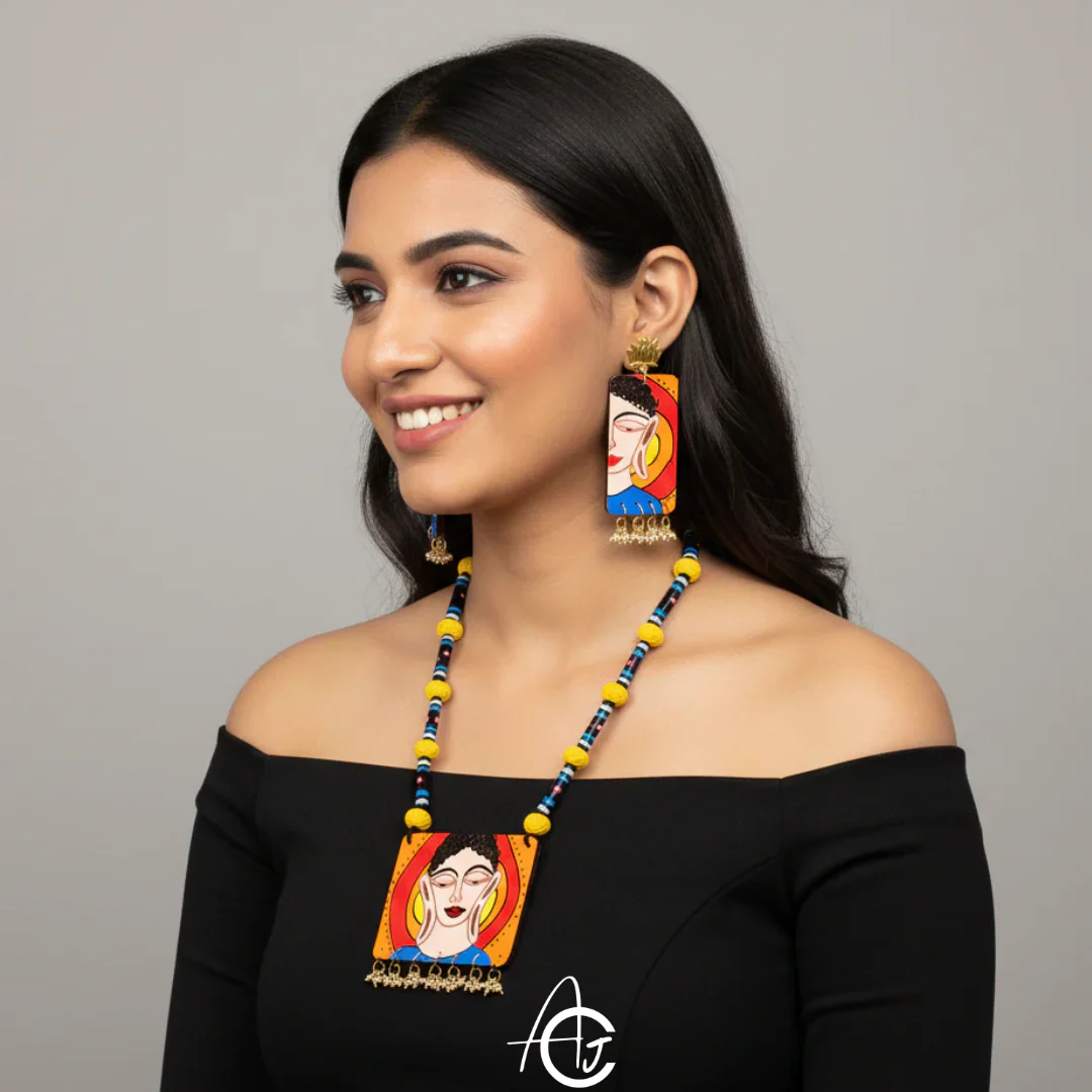 Statement Necklace Set, Handpainted : Handmade - Image 3