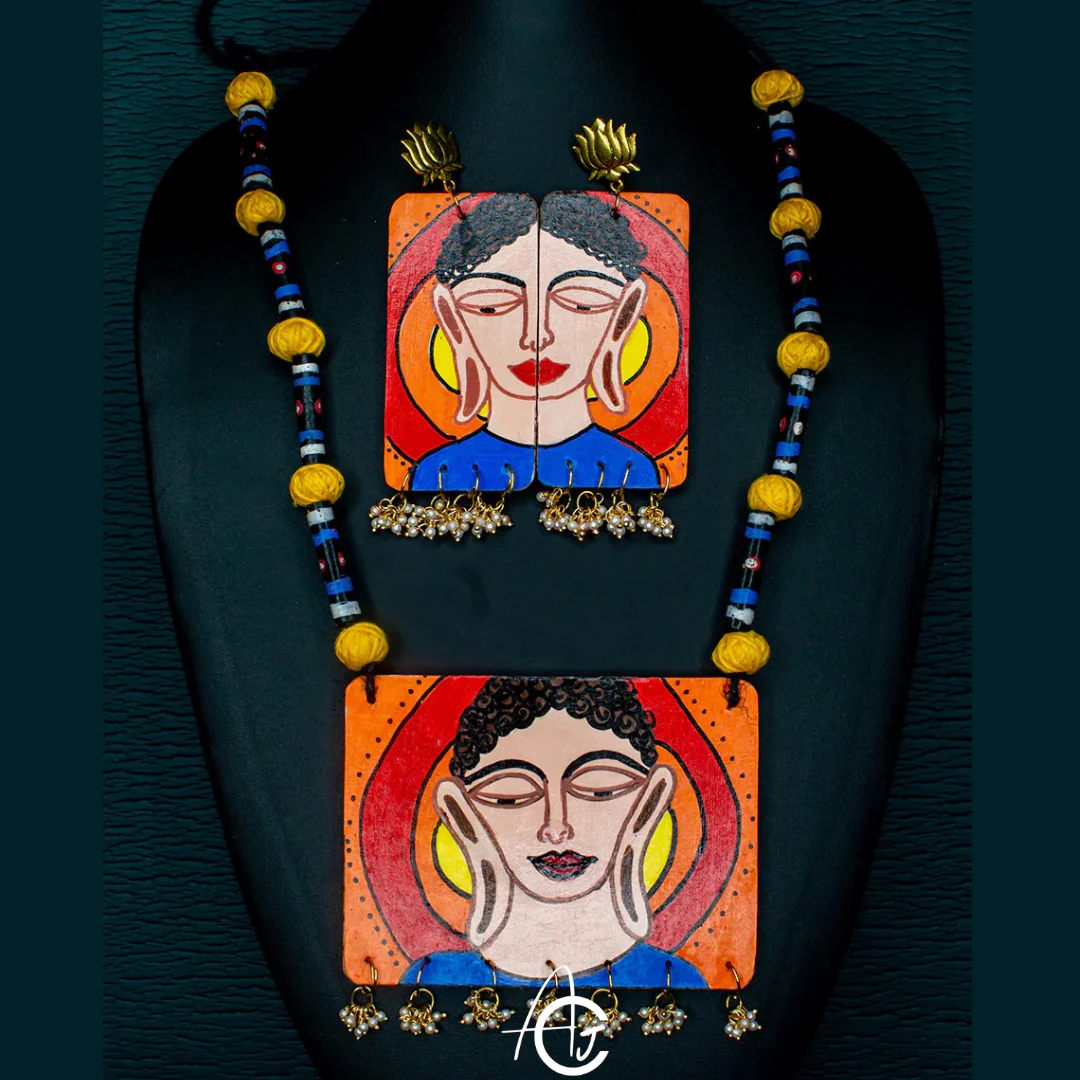 Statement Necklace Set, Handpainted : Handmade - Image 4