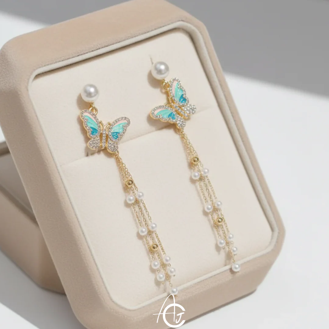 Butterfly Long Chain Earrings - Image 3