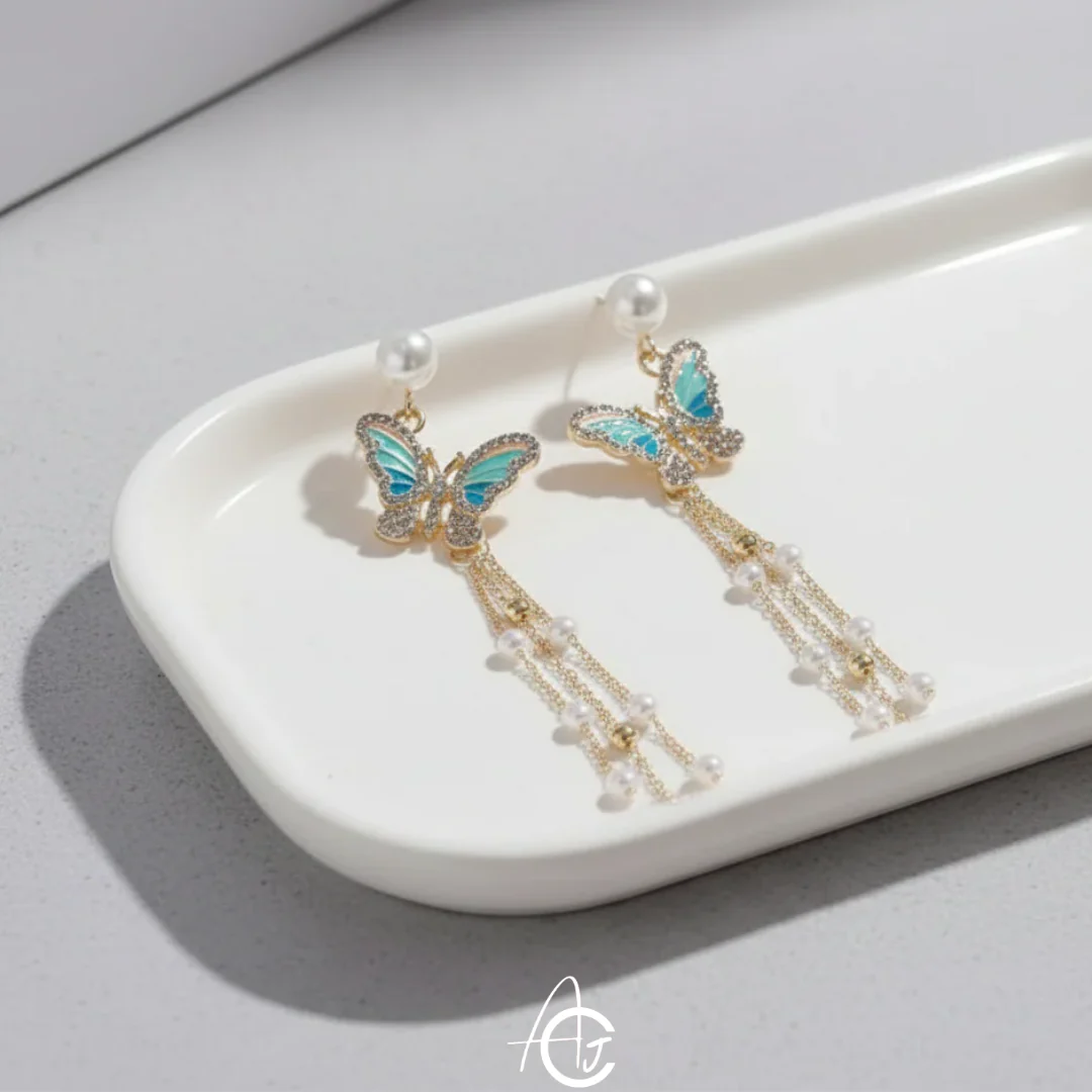 Butterfly Long Chain Earrings - Image 5