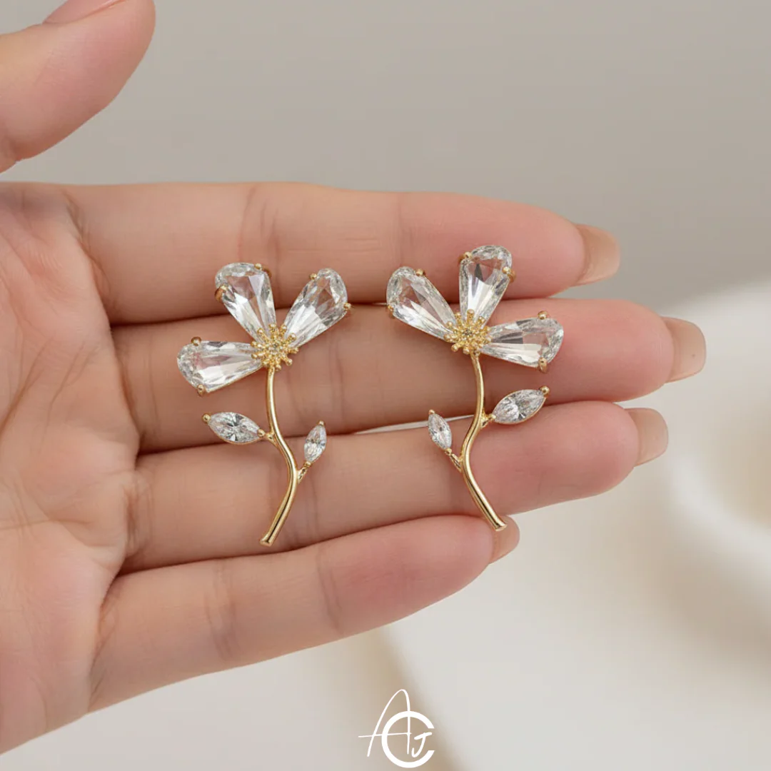 Crystal Flower Earrings - Image 3
