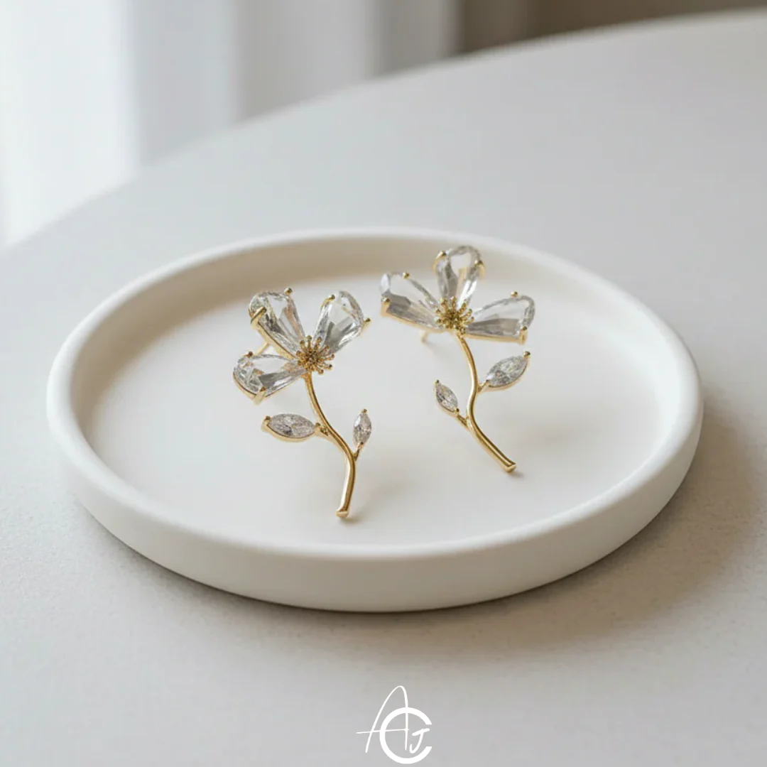 Crystal Flower Earrings - Image 5