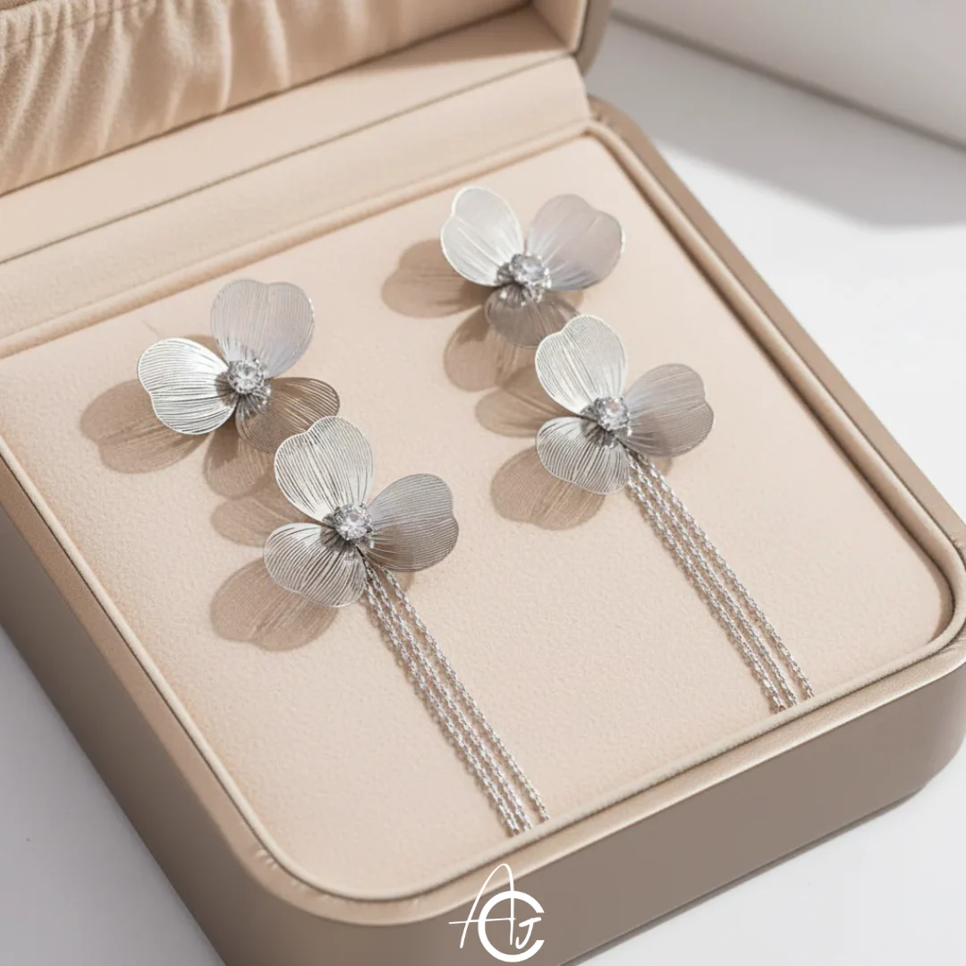 Daisy Long Chain Earrings - Image 3