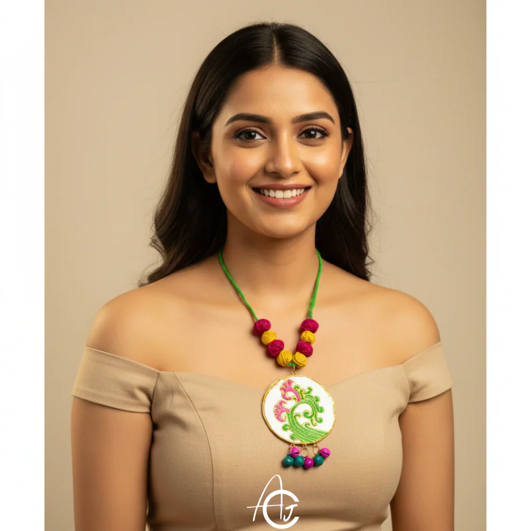 Statement Necklace, Handpainted : Handmade - Image 3