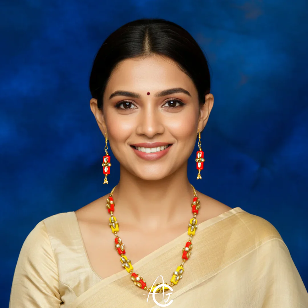 Beads Statement Necklace Set : Handmade - Image 4