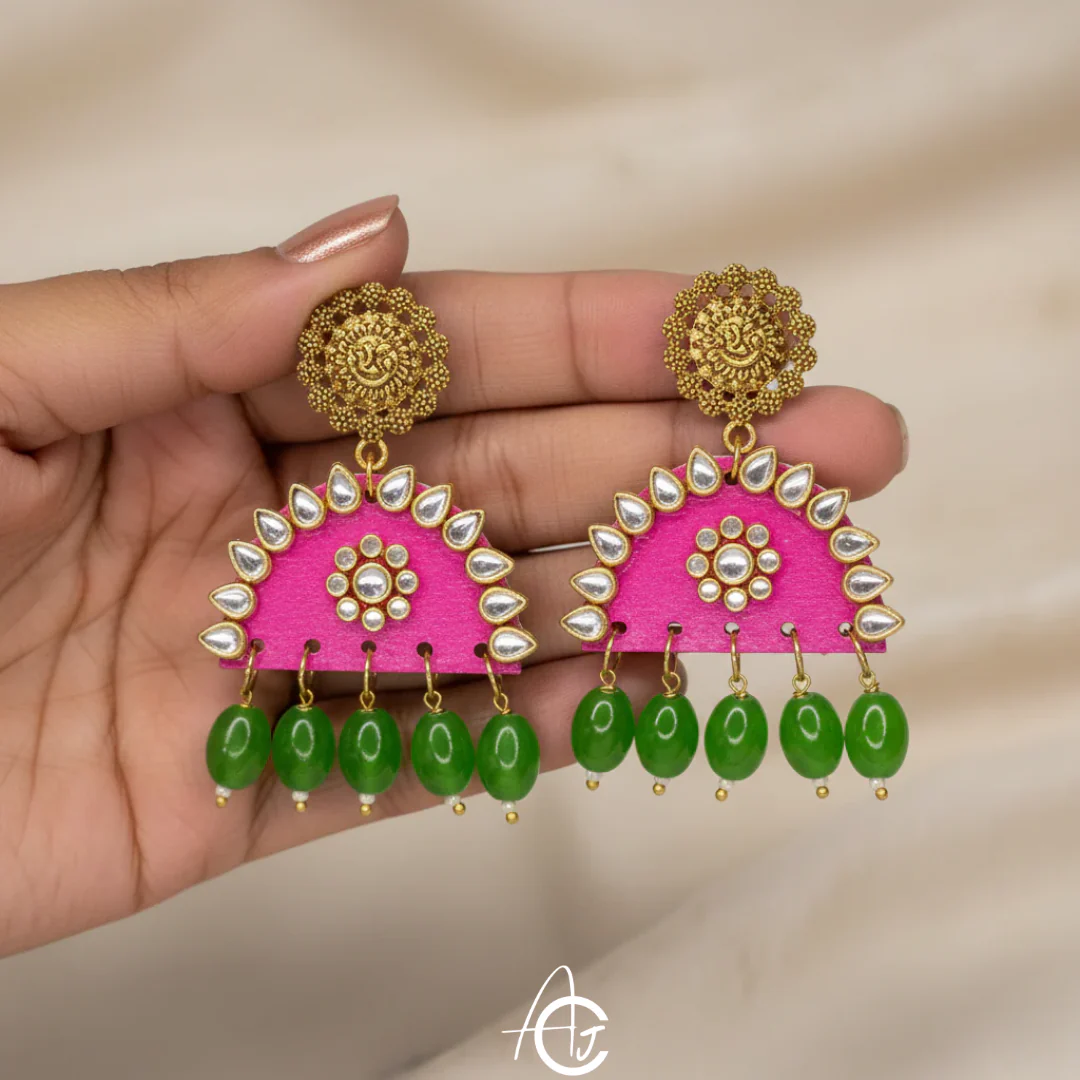 Statement Earrings, Handpainted : Handmade - Image 3