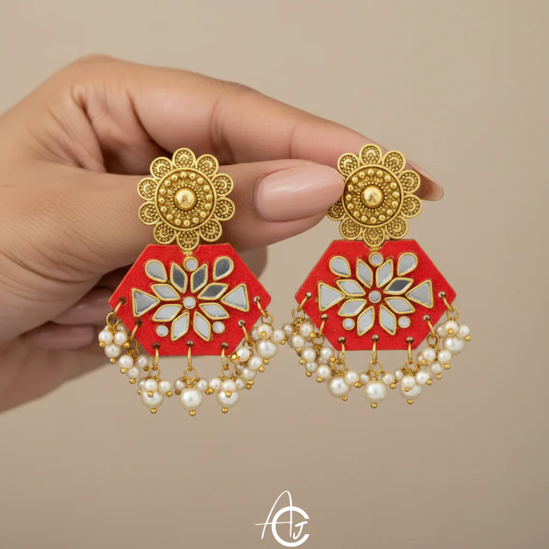 Statement Earrings, Handpainted : Handmade - Image 3
