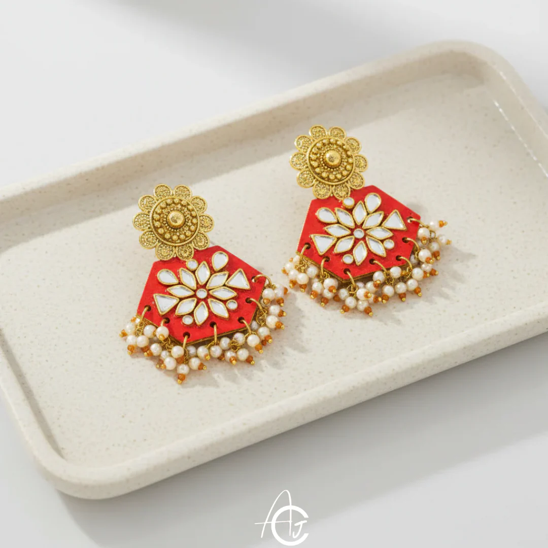 Statement Earrings, Handpainted : Handmade - Image 5