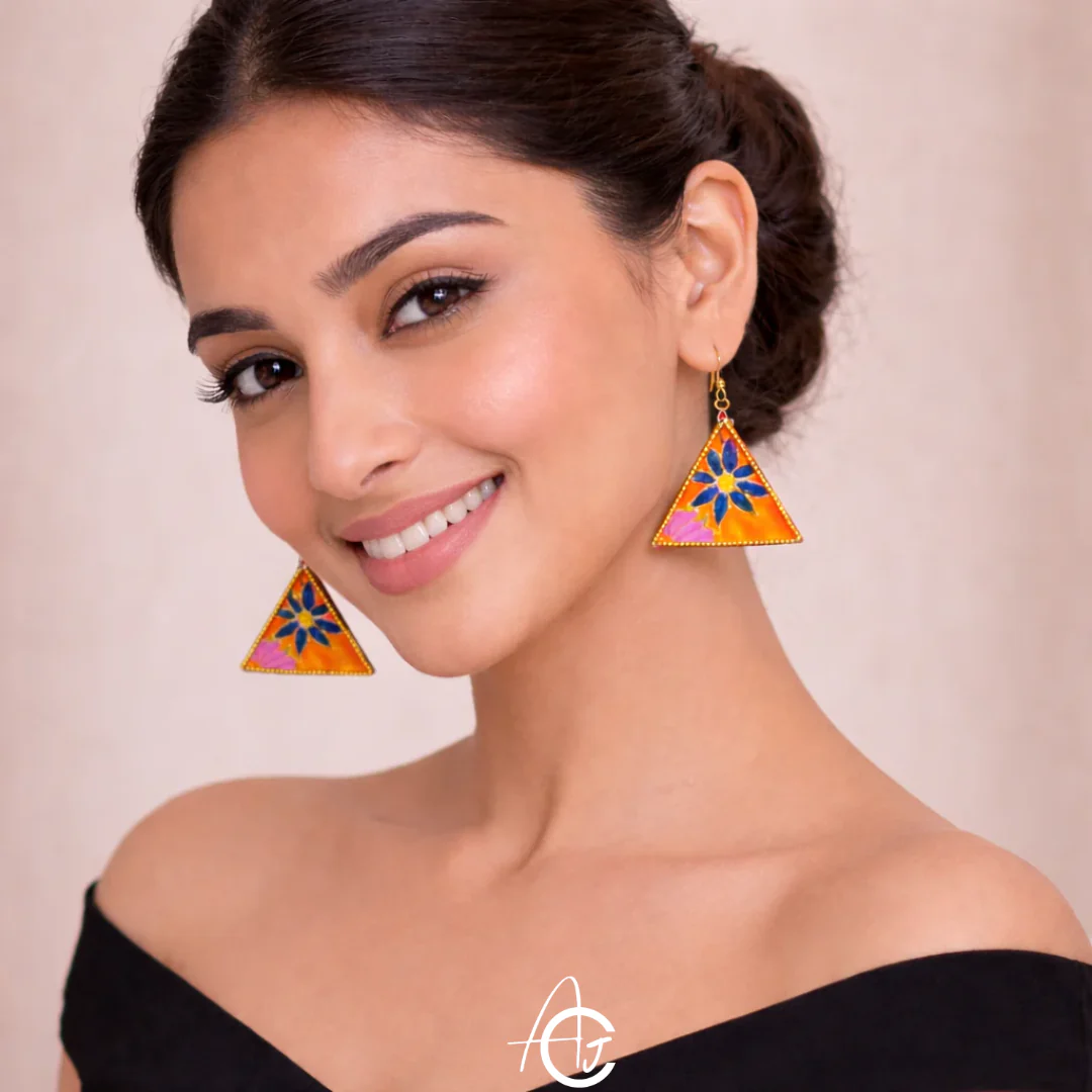 Satement Earrings, Handpainted : Handmade - Image 3