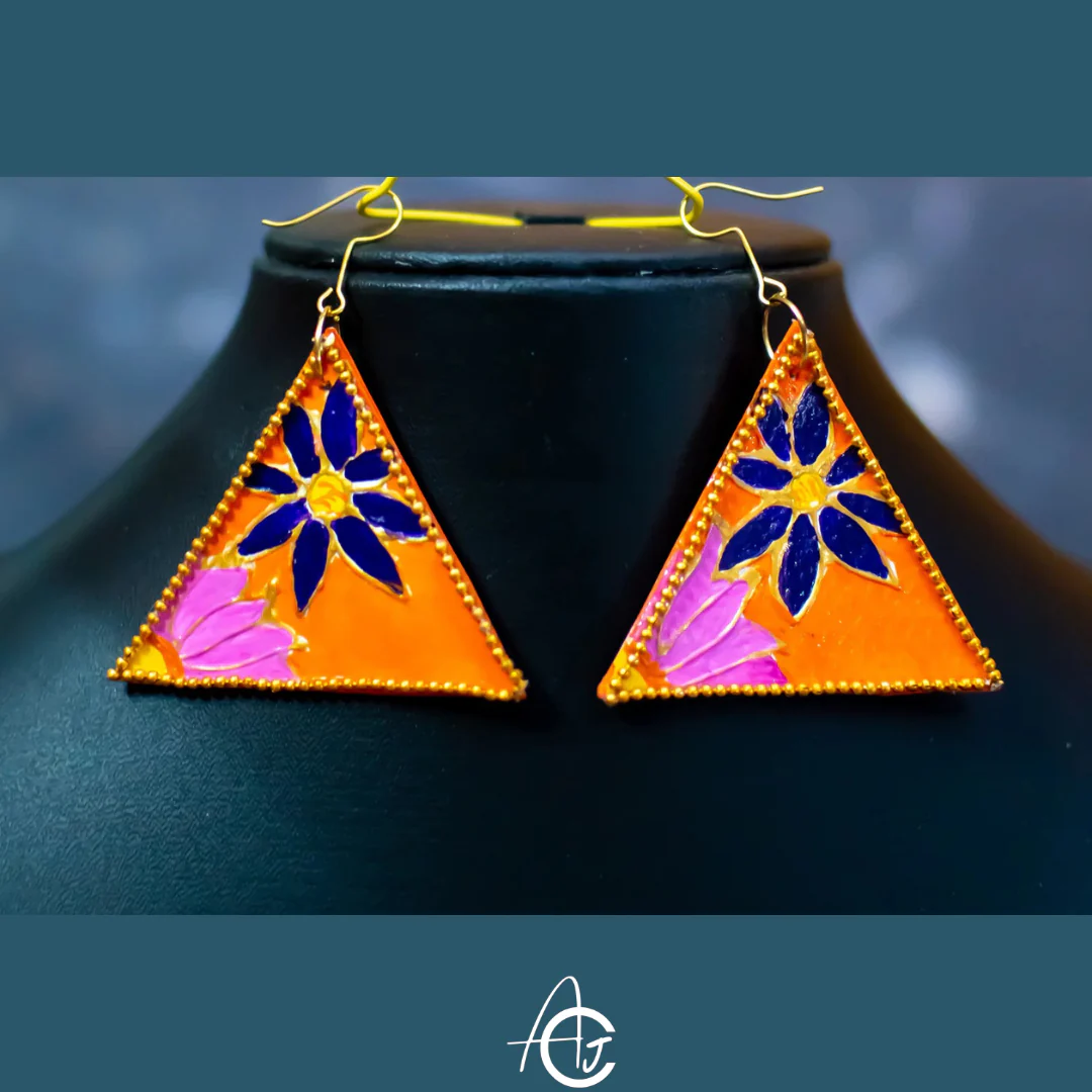 Satement Earrings, Handpainted : Handmade - Image 4