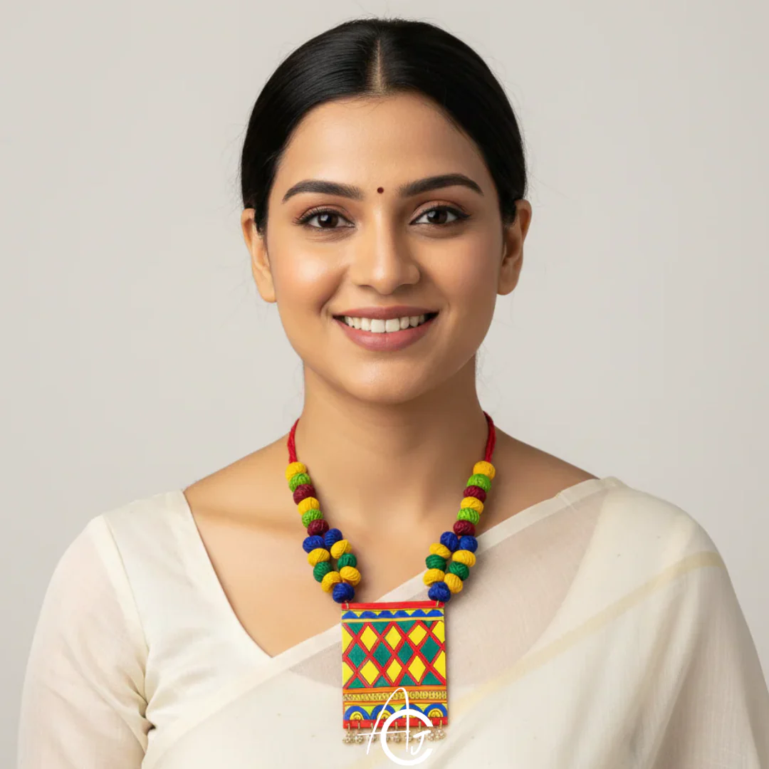 Statement Necklace, Handpainted : Handmade - Image 3