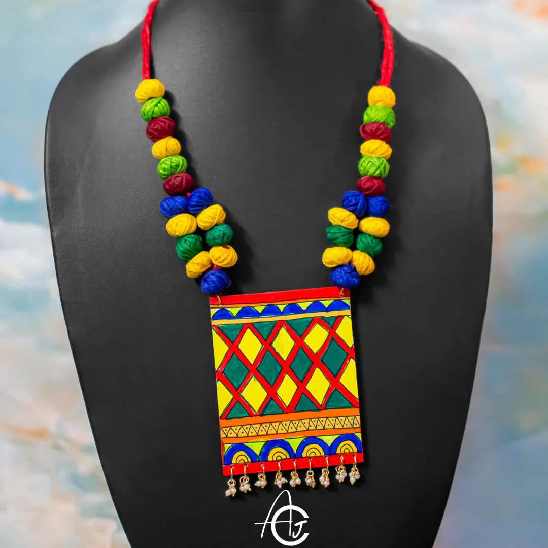 Statement Necklace, Handpainted : Handmade - Image 4