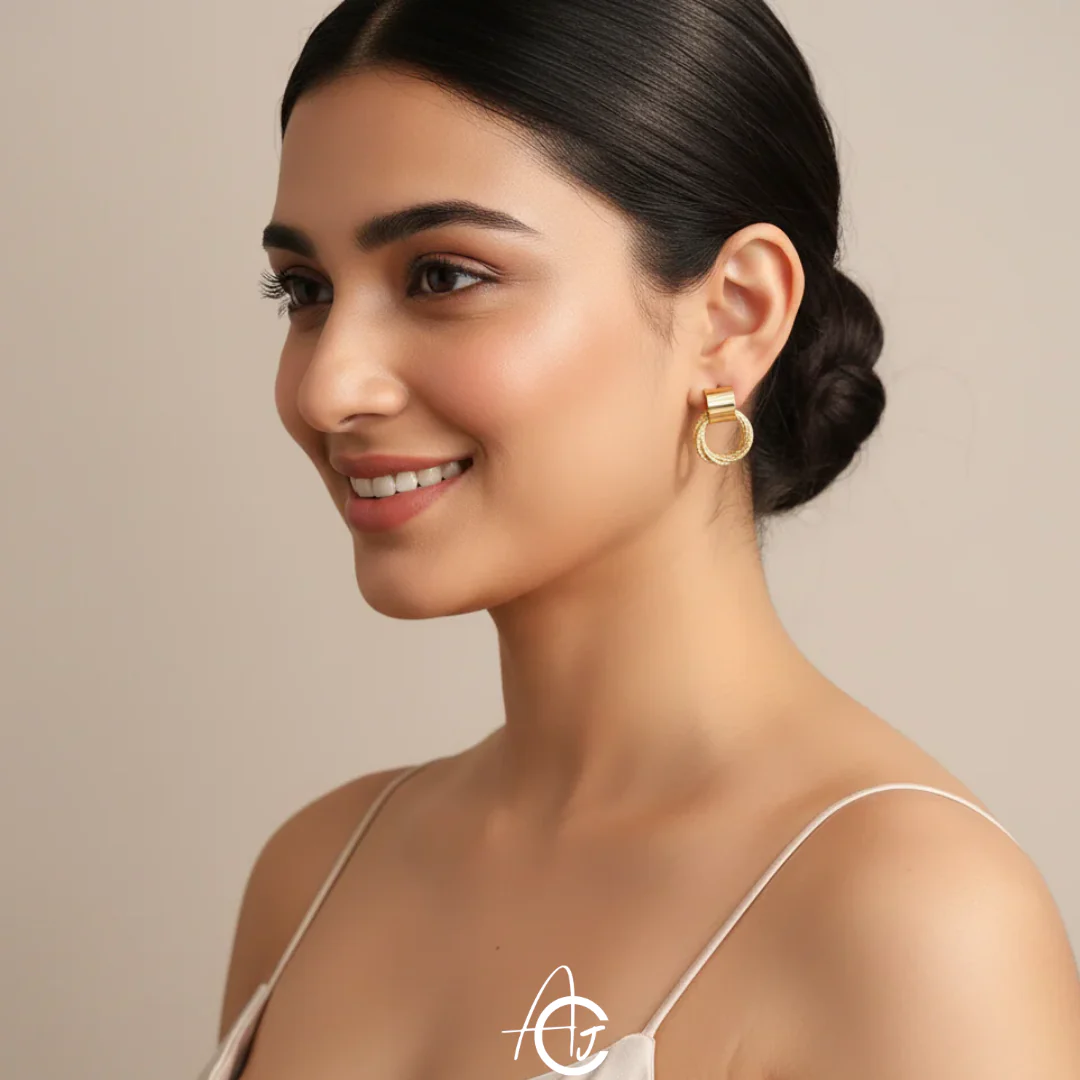 Gold Plated Minimal Earrings - Image 4