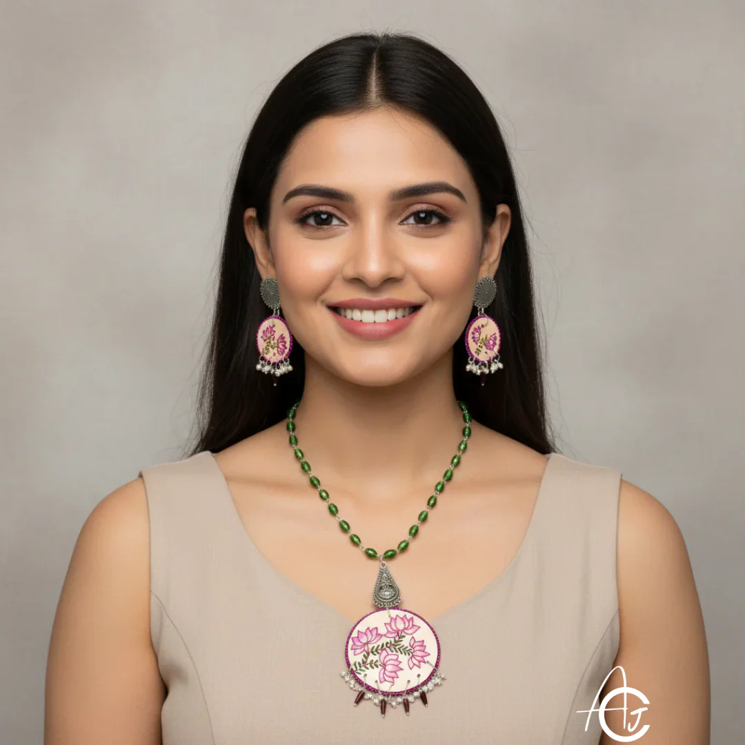 Statement Necklace Set, Handpainted  : Handmade - Image 3