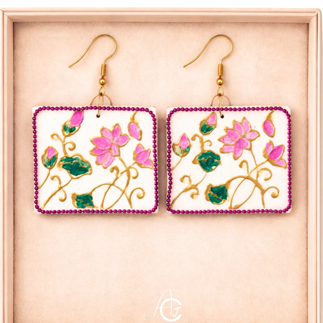 Statement Necklace set, Handpainted : Handmade - Image 6