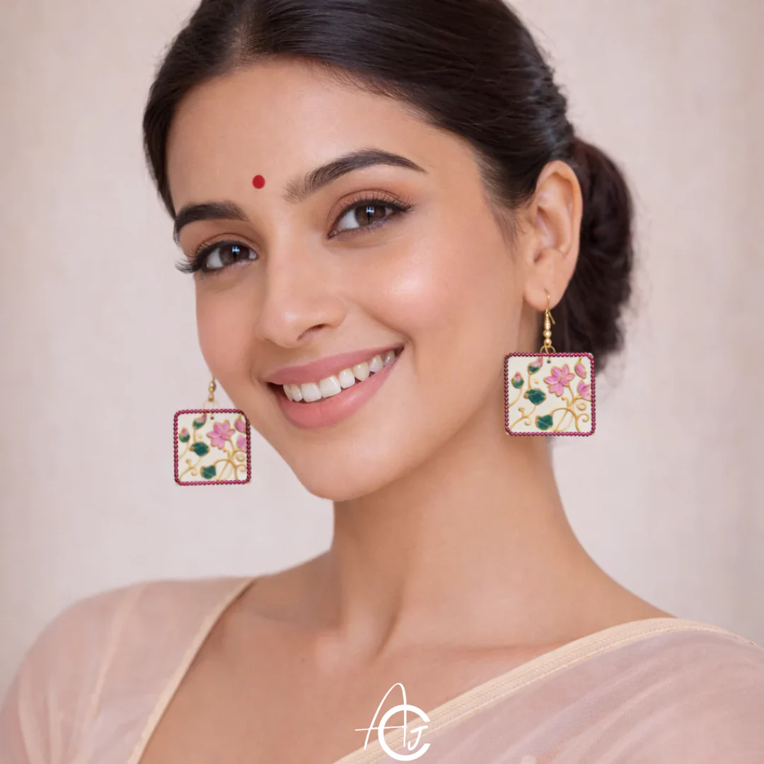 Statement Earrings, Handpainted : Handmade - Image 3