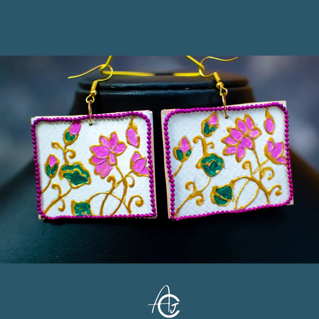 Statement Earrings, Handpainted : Handmade - Image 4
