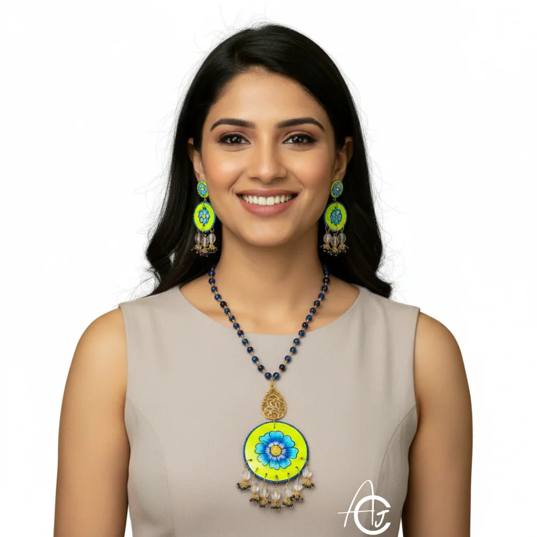 Statement Necklace Set, Handpainted : Handmade - Image 3