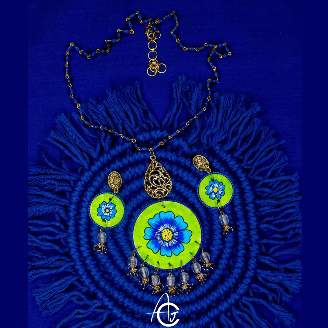 Statement Necklace Set, Handpainted : Handmade - Image 4