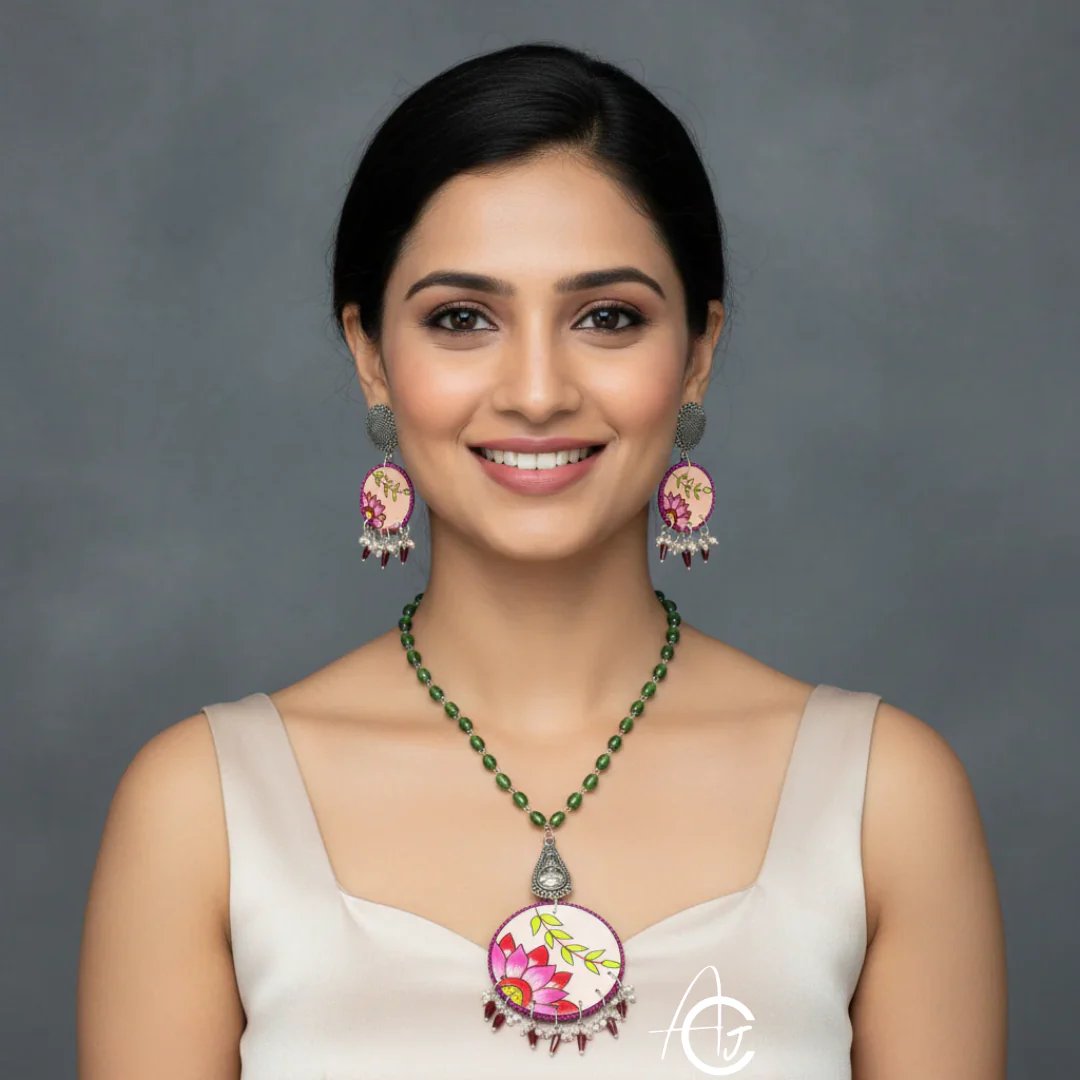 Statement Necklace Set, Handpainted : Handmade - Image 3