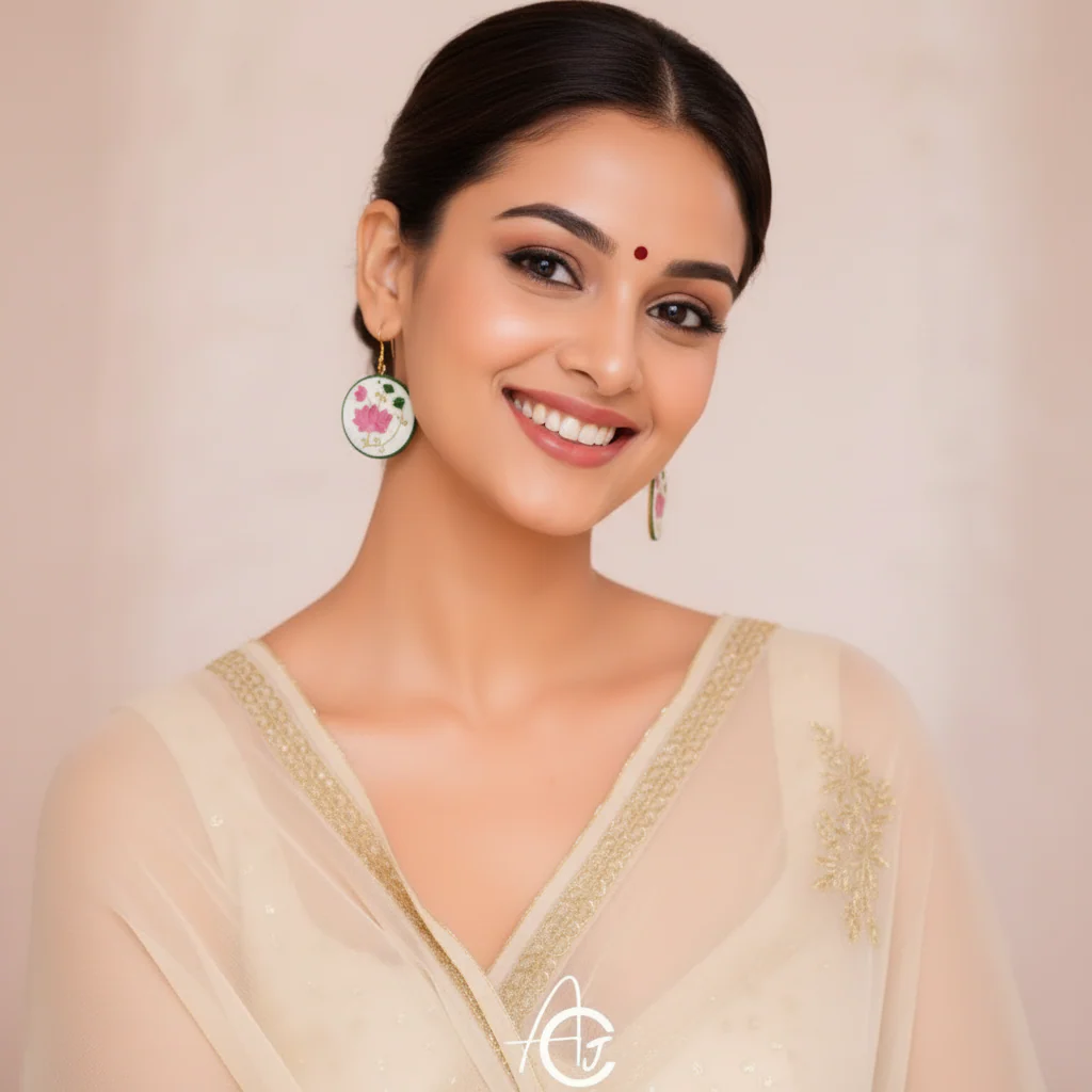 Statement earrings, Handpainted : Handmade - Image 3