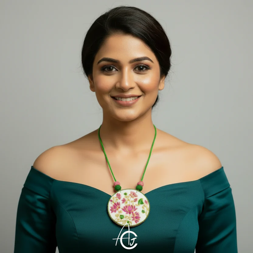 Statement Necklace, Handpainted : Handmade - Image 3