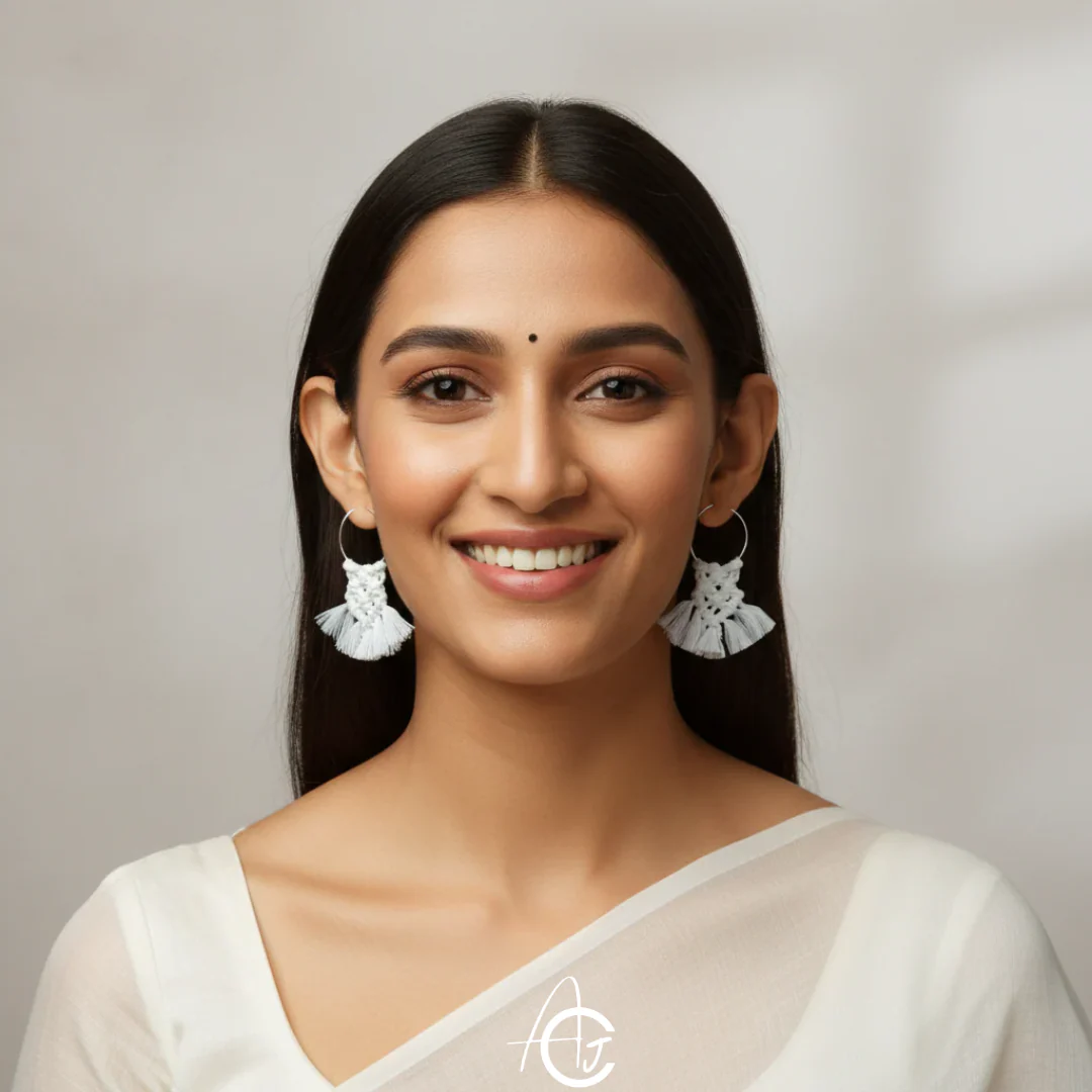 Macrame Earrings : Handmade - Image 3