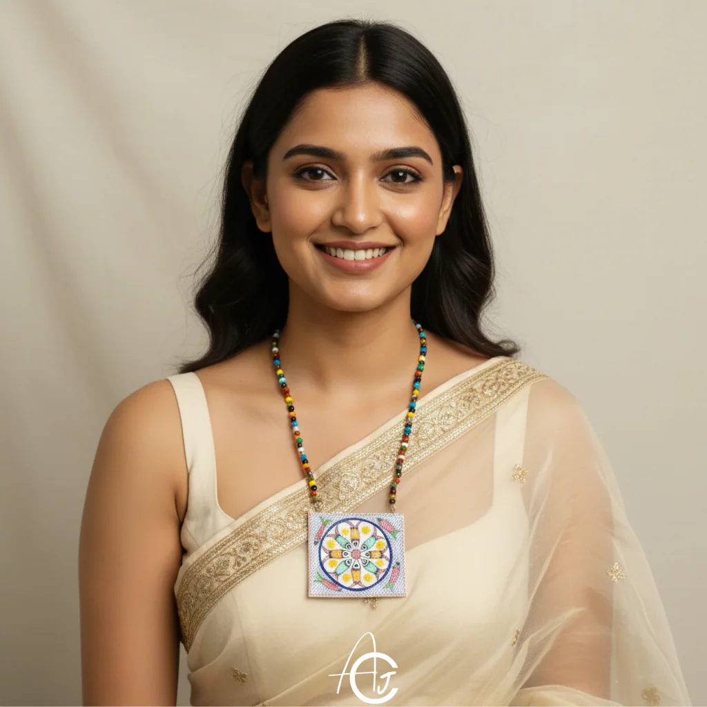 Statement Necklace, Handpainted : Handmade - Image 3