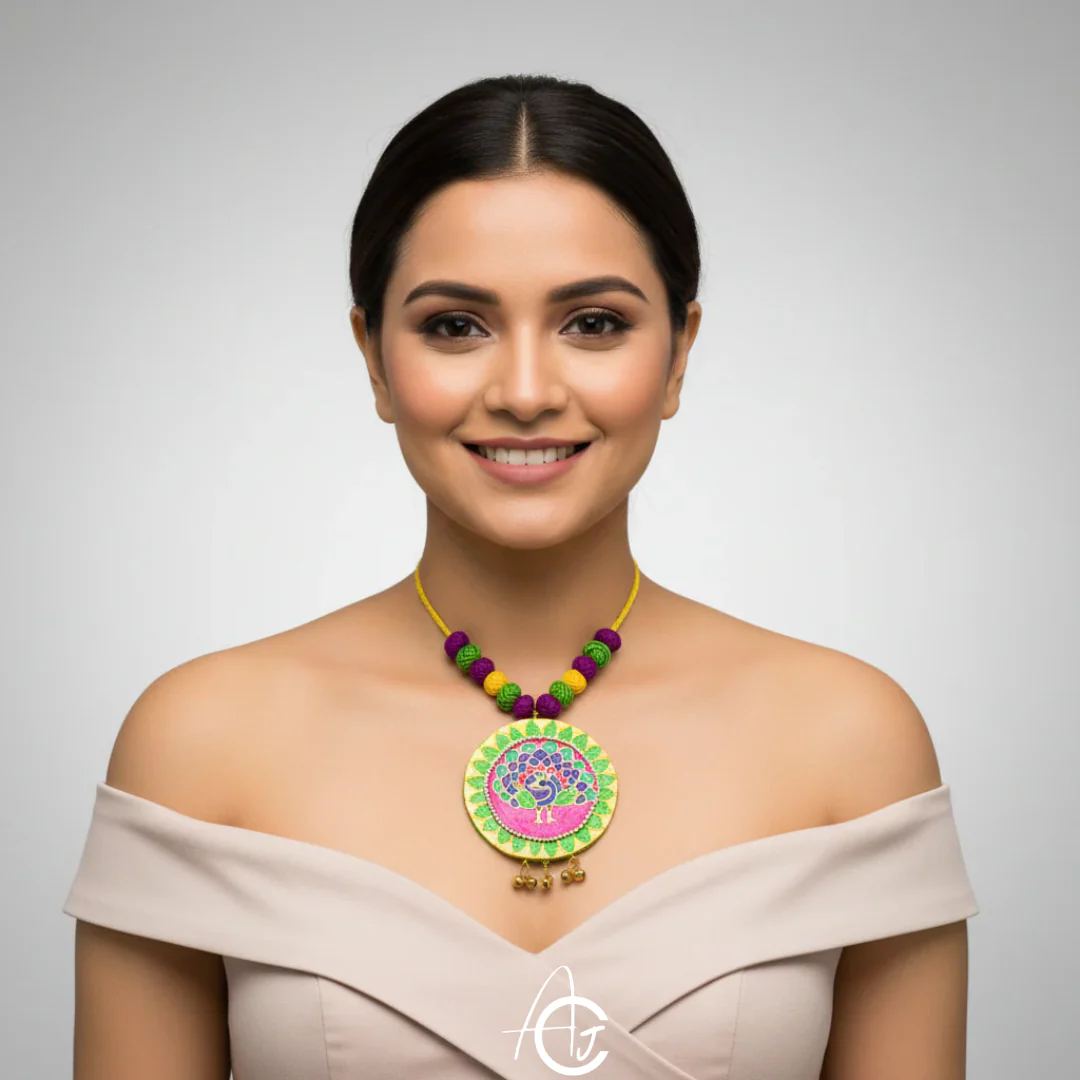 Statement Necklace, Handpainted : Handmade - Image 3