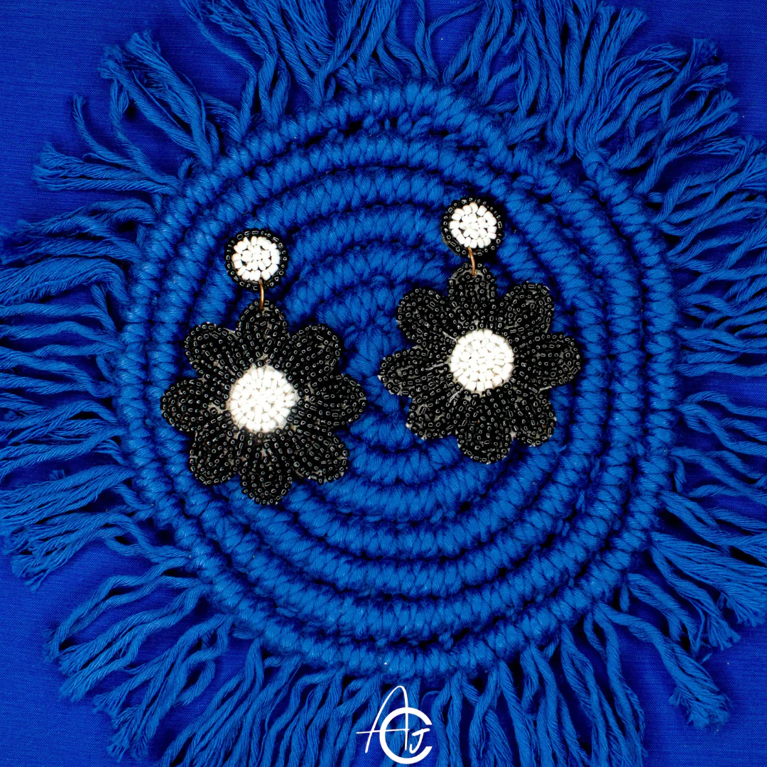 Beads Embroidered Earrings : Handmade - Image 4