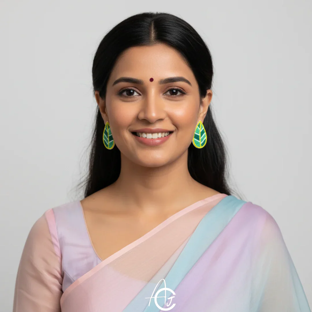 Beads Embroidered Earrings : Handmade - Image 3