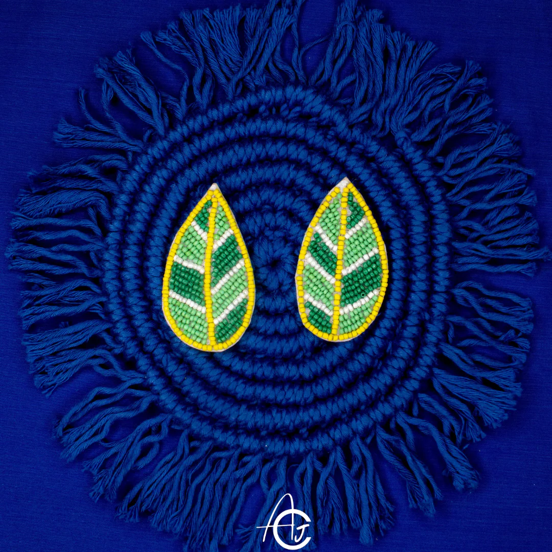 Beads Embroidered Earrings : Handmade - Image 4