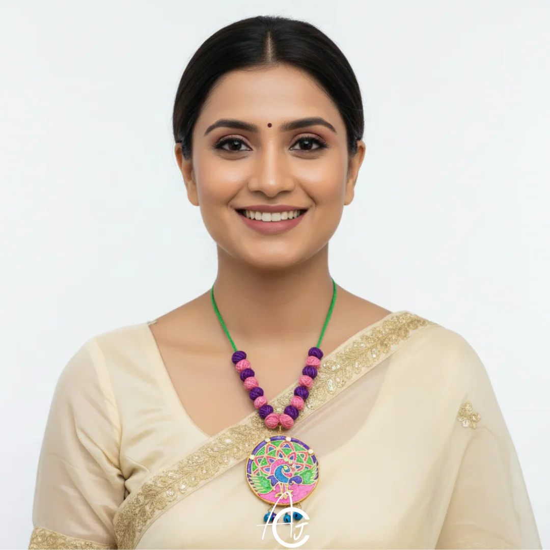 Statement Necklace, Handpainted : Handmade - Image 3