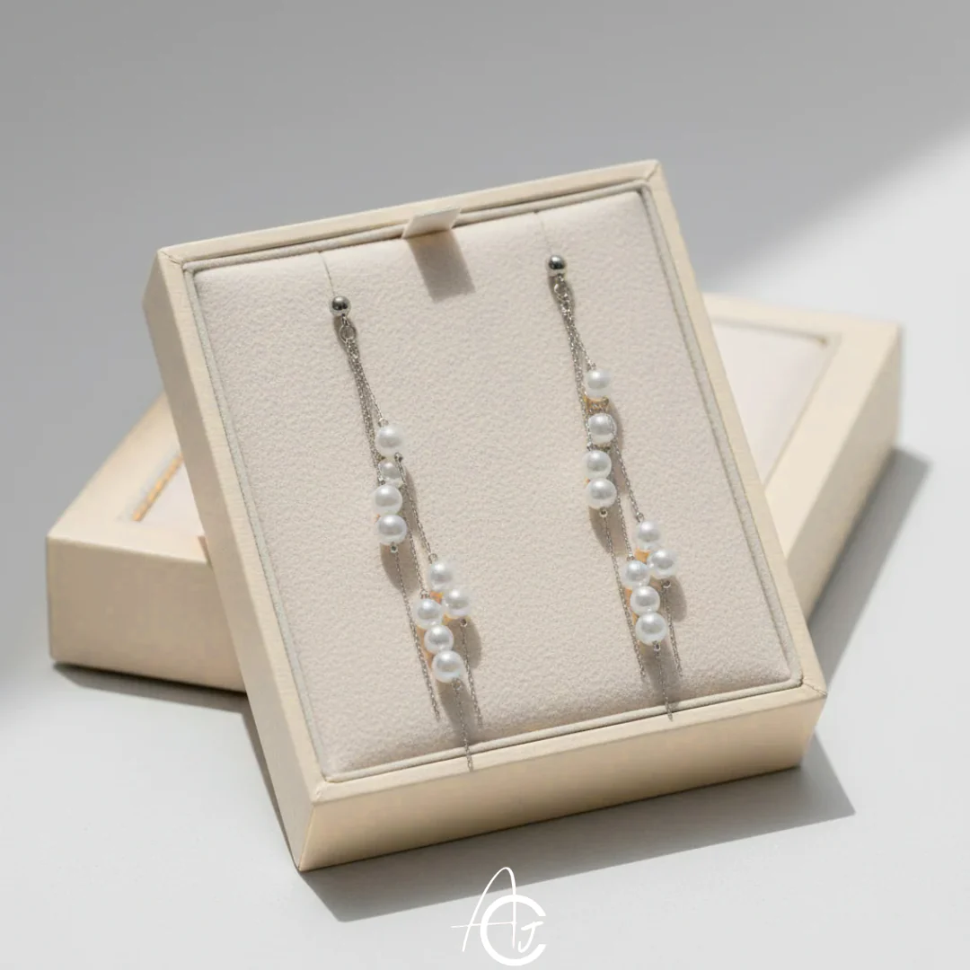 Pearl Chain Earrings - Image 3