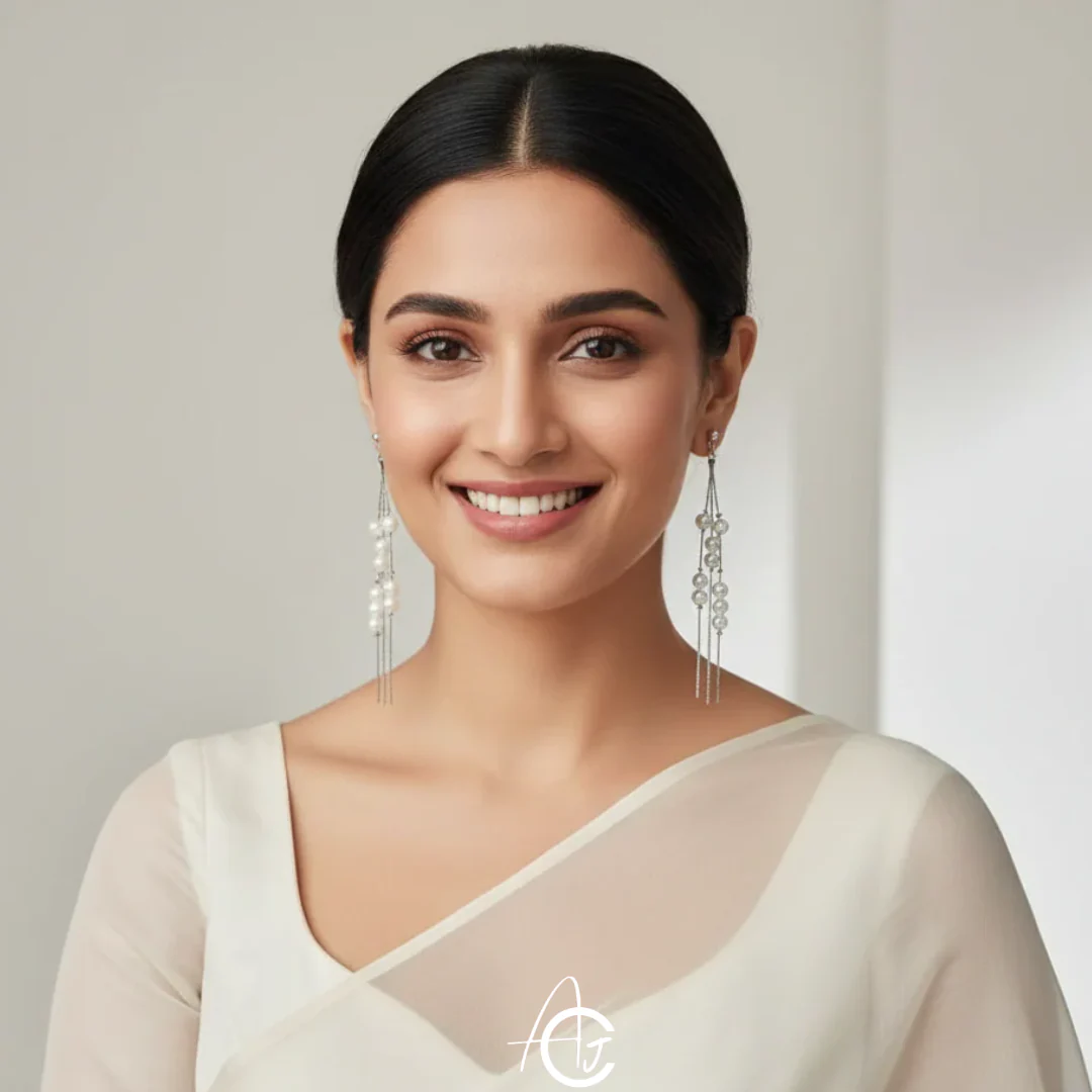 Pearl Chain Earrings - Image 4