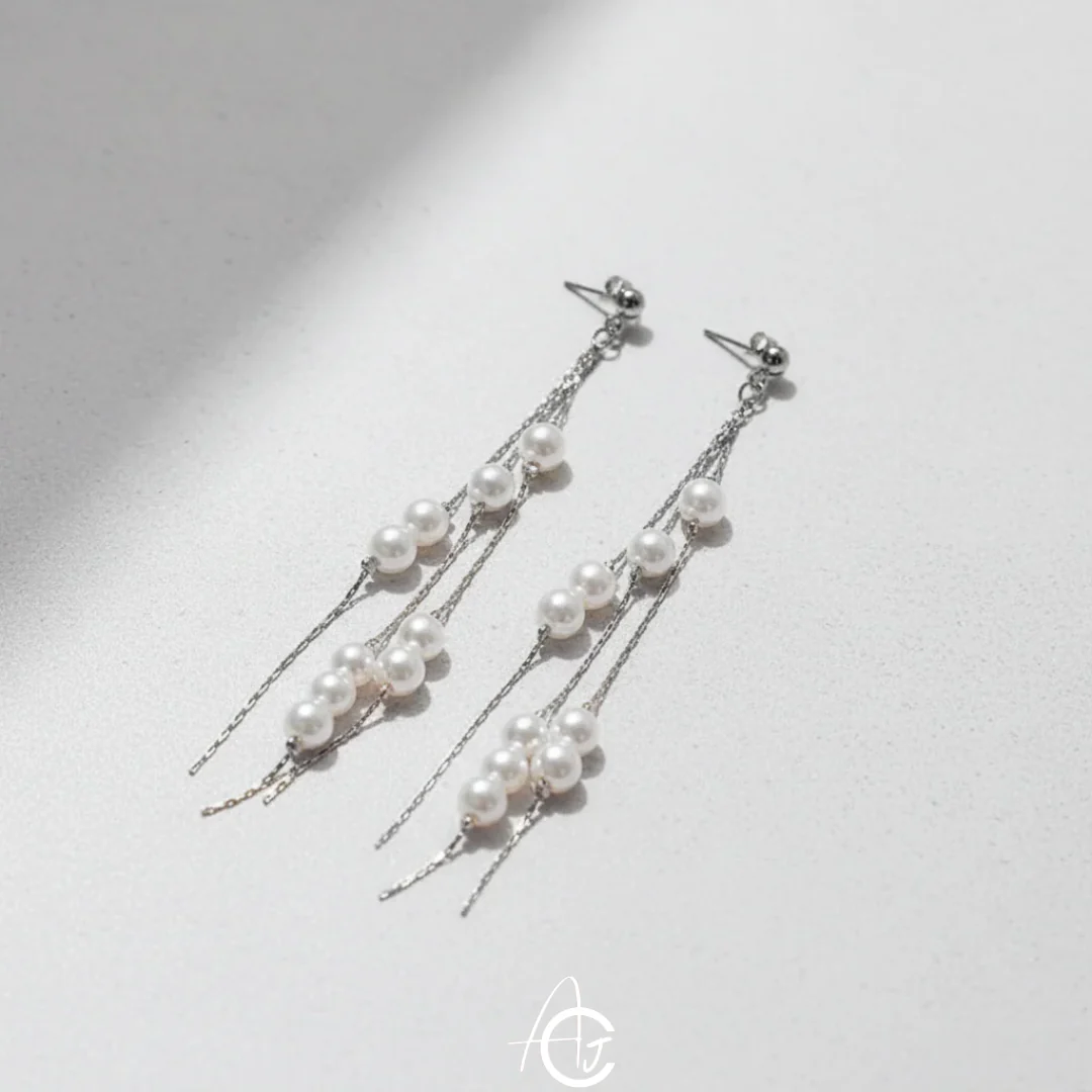 Pearl Chain Earrings - Image 6