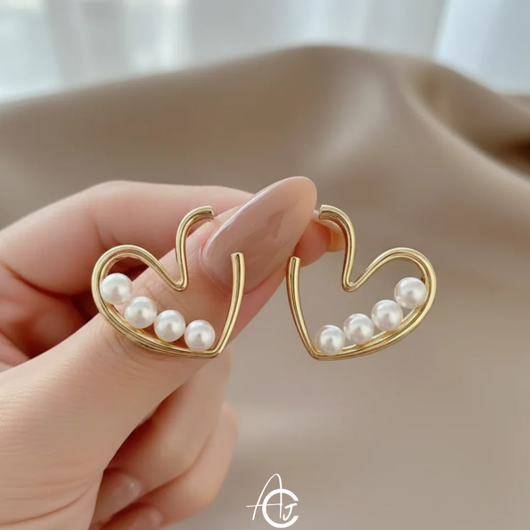 Pearl Heart Earrings - Image 3