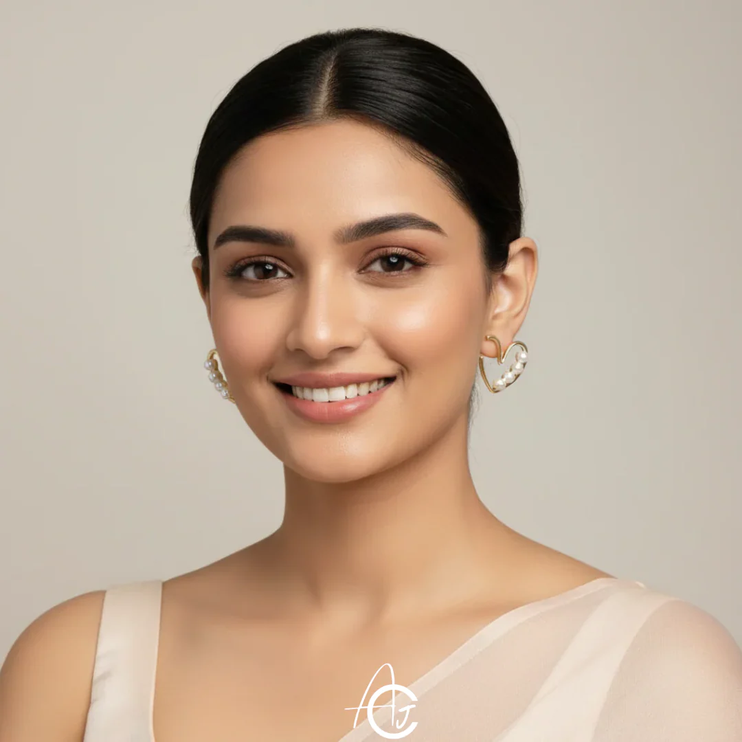 Pearl Heart Earrings - Image 4